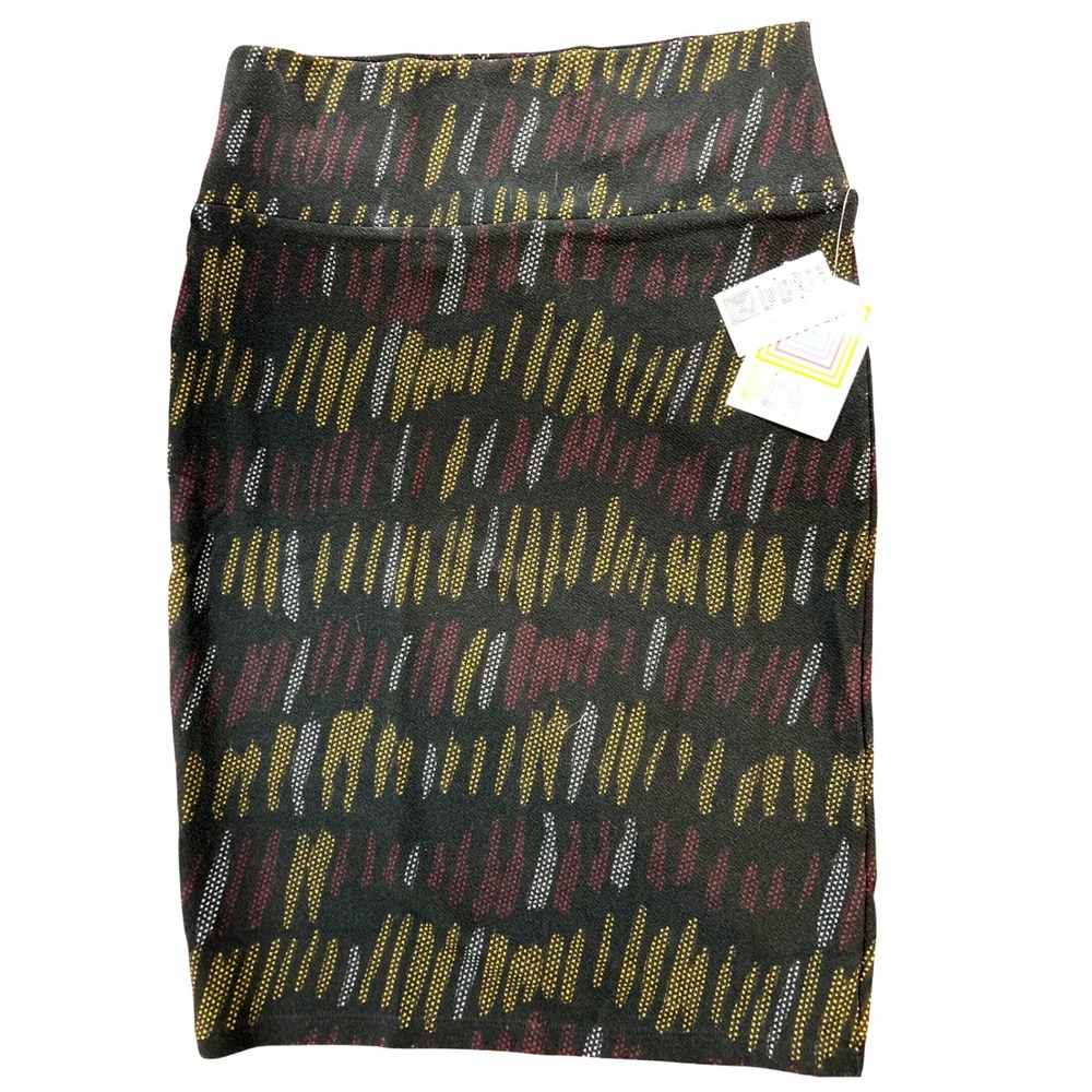 LuLaRoe Cassie Pencil Skirt- Small-NEW stretchy Black‎ Multi Color Dash Print